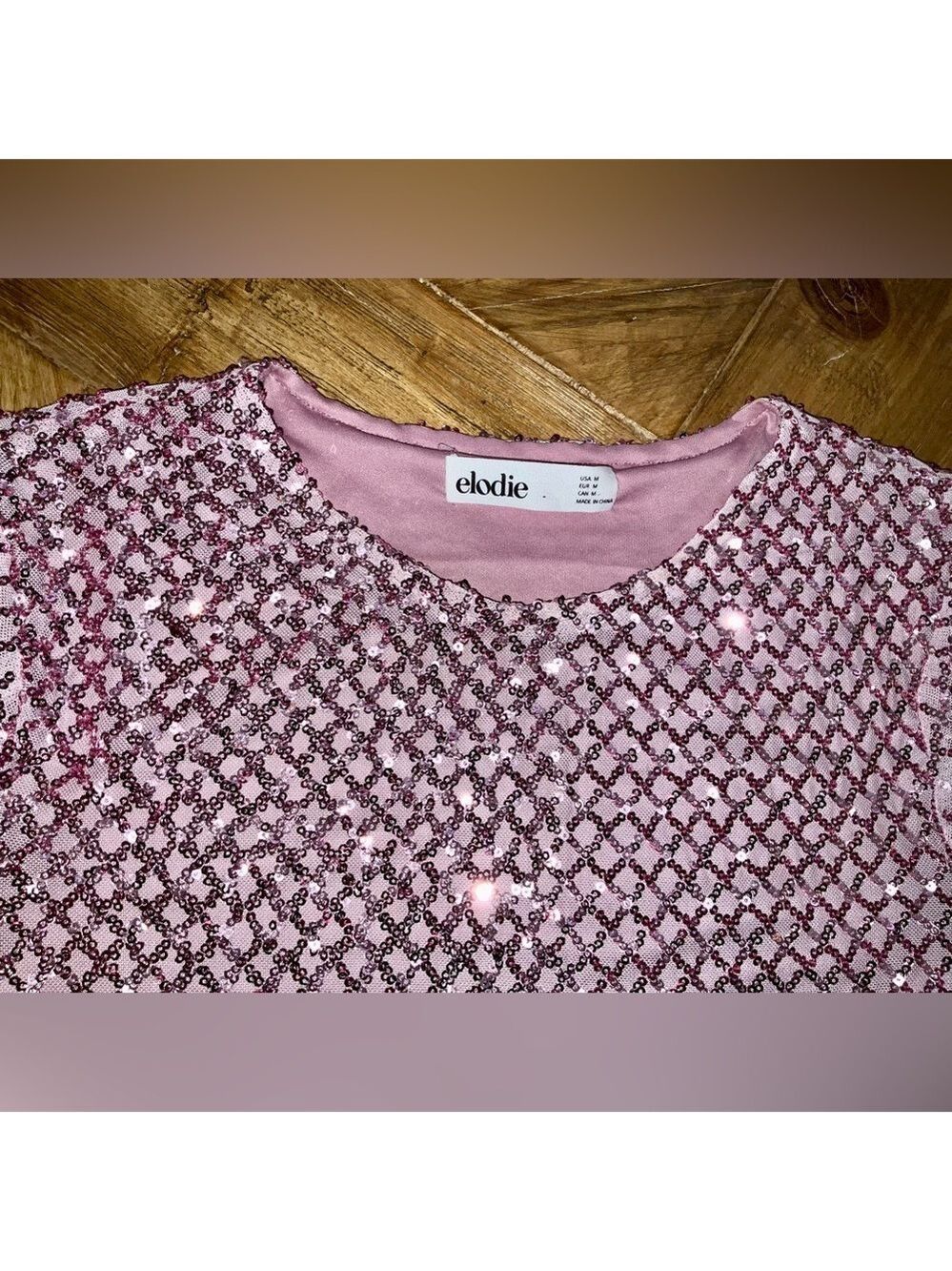 Elodie pink sequin long sleeve top - size medium